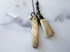Doe Knife Necklace - Vintage Gold-Tone Folding Knife, Deer Tooth Pendant, Vintage Charm & Reclaimed Chain Statement Necklace