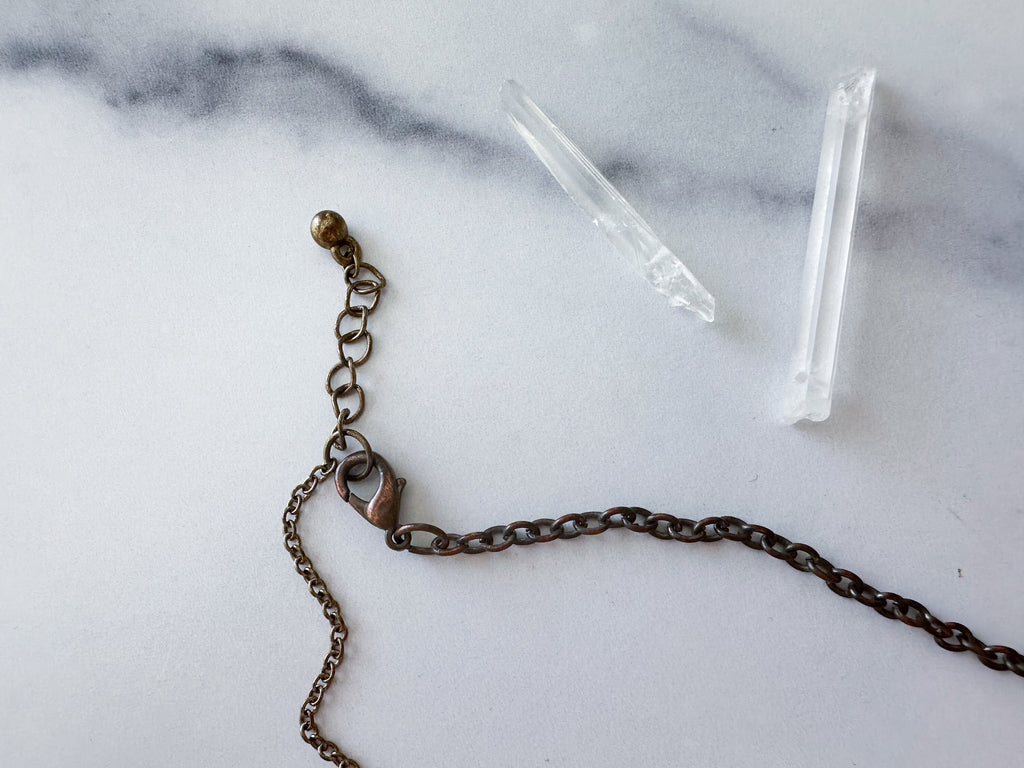 Doe Knife Necklace - Vintage Gold-Tone Folding Knife, Deer Tooth Pendant, Vintage Charm & Reclaimed Chain Statement Necklace