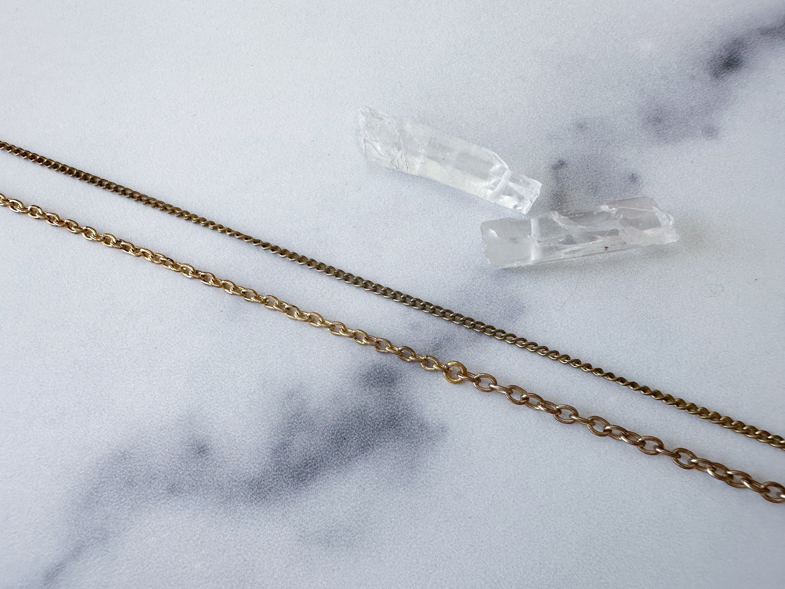 Duo Knife Necklace - Gold-Tone Mother of Pearl Folding Knife, Vintage Gold-Tone Spike Charm & Patchwork Reclaimed Chain Statement Necklace