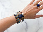 Eye on You Bracelet - Vintage Sterling Silver Light Blue Glass Evil Eye Bracelet