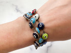 Eye on You Bracelet - Vintage Sterling Silver Light Blue Glass Evil Eye Bracelet