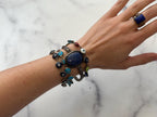 Eye on You Bracelet - Vintage Sterling Silver Rainbow Multicolored Glass Evil Eye Bracelet